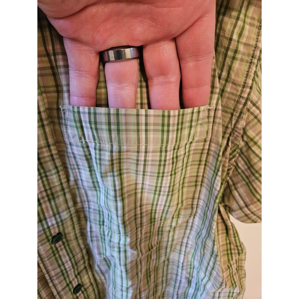 The North Face Casual Shirt Mens Large Green Check Button Up Chest Pocket - Picture 6 of 9